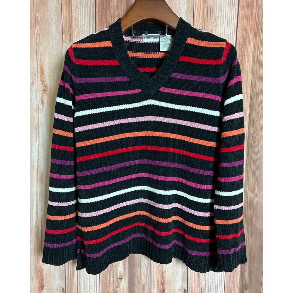 WHITE STAG V Neck Striped Sweater Size L (Bx 6)